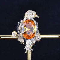 fashion yellow crystal imitated citrine gemstones diamonds unique eagle rings for women silver color jewelry trendy accessories