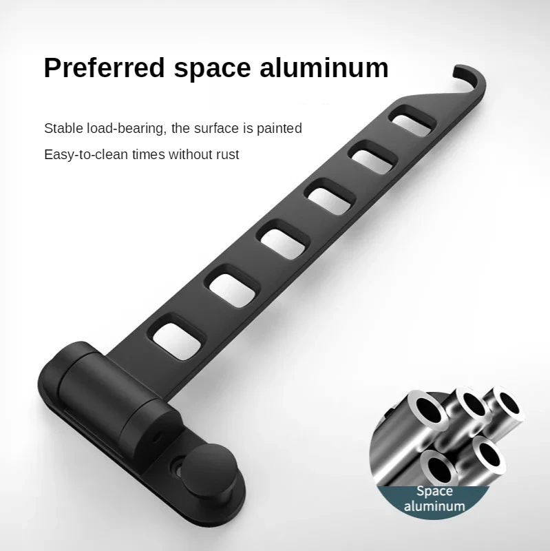 

Punch Free Clothes Hanger Space Aluminum Saving Organization Folding Invisible Drying Racks Wall Mounted Balcony Indoor Bathroom
