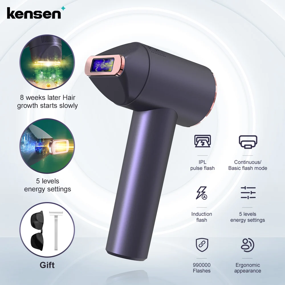 Kensen IPL Hair Removal Laser Epilator For Men Face Body 3IN1 Electric depilador a laser 500000Flashes Permanent Electric Facial