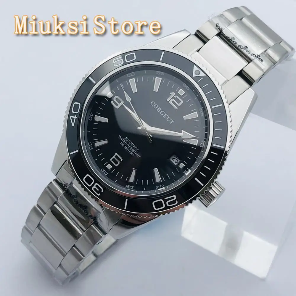 Мужские водонепроницаемые автоматические часы с черным циферблатом 41 мм