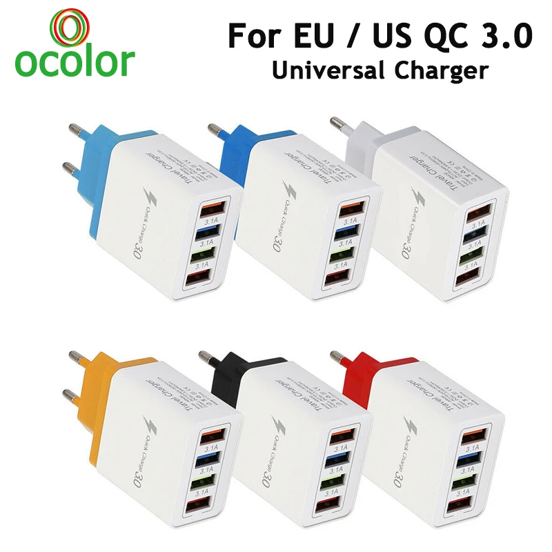 Быстрое зарядное устройство QC 3 0 USB универсальное 4 порта ЕС США штекер Адаптер
