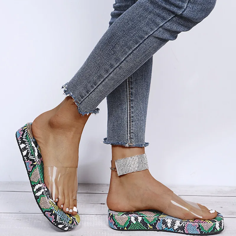 

Summer Women Slippers Fashion Transparent PVC Platform Beach Slipper Flat Shoes Woman Slides Plus Size Flip Flops Open Toe Shoe