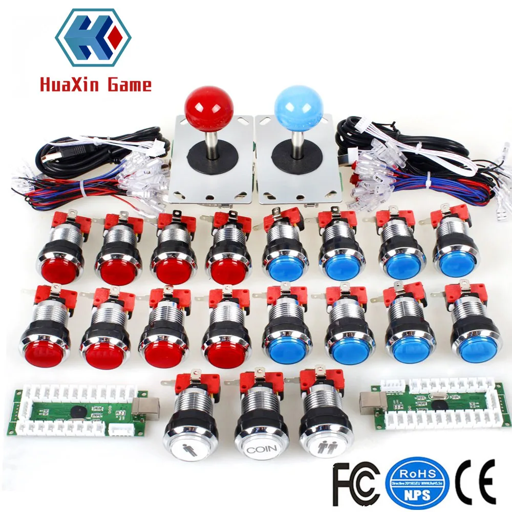 2 Player Arcade Game DIY Accessories Kit For PC And Raspberry Pi 5Pin Joystick + Chrome Plating LED Illuminated Push Buttons | Спорт и
