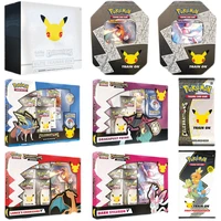 original pokemon cards ptcg 25th anniversary of the us version pikachu flash cards tin box game toys badge box christmas gifts