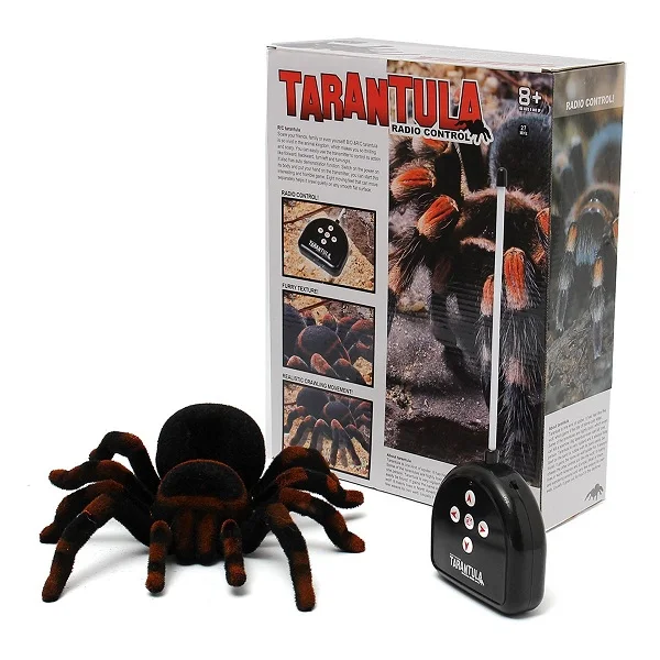 with gift box RC Паук глаз Блеск Хэллоуин моделирование страшный плюшевый жуткий Тарантул пульт дистанционного управления хитрый таракан мягкая шалость ящерица детская игрушка - Цвет: with gift box