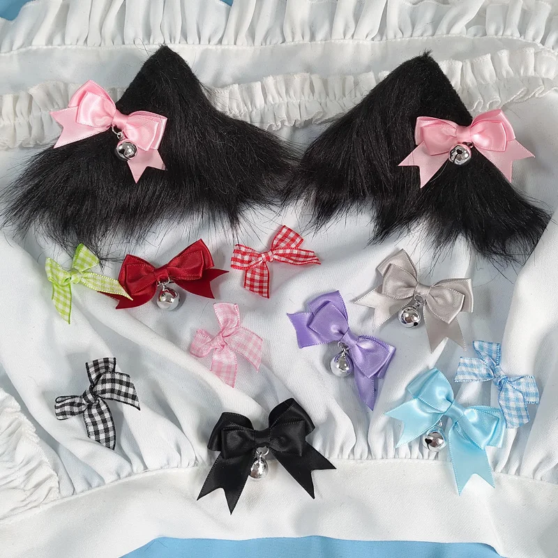 

Lolita Cat Ear Animal Ears Hairpin Headdress Original Bow Bell Side Clip Cute Cat Hair Accessories Soft Girl