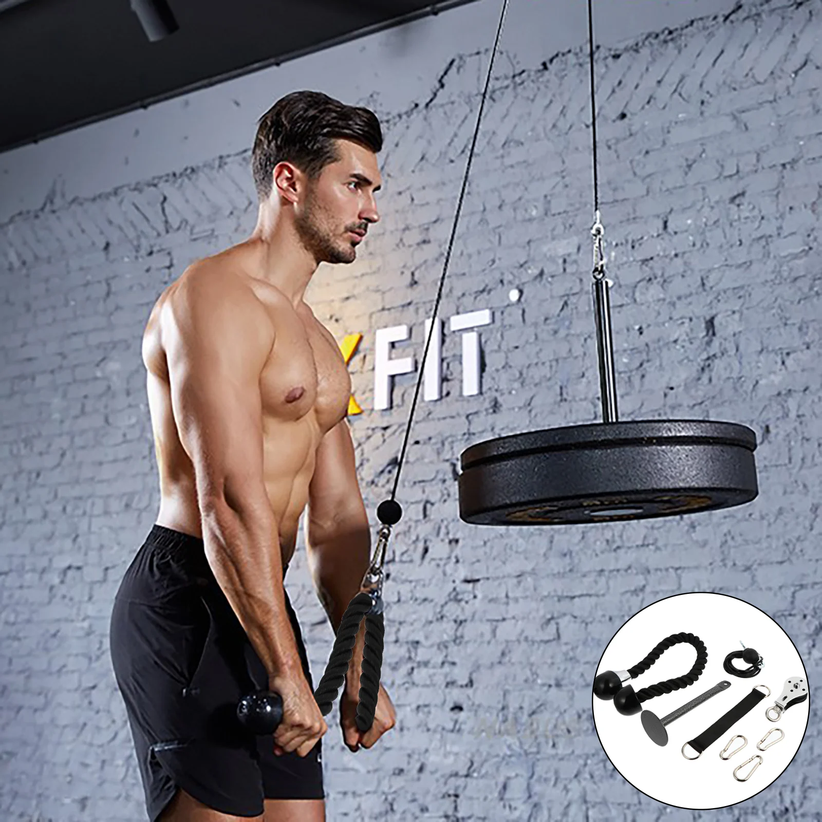 

1 Set of Fitness Lift Pulley System Pulley Cable Machine Fitness Supply