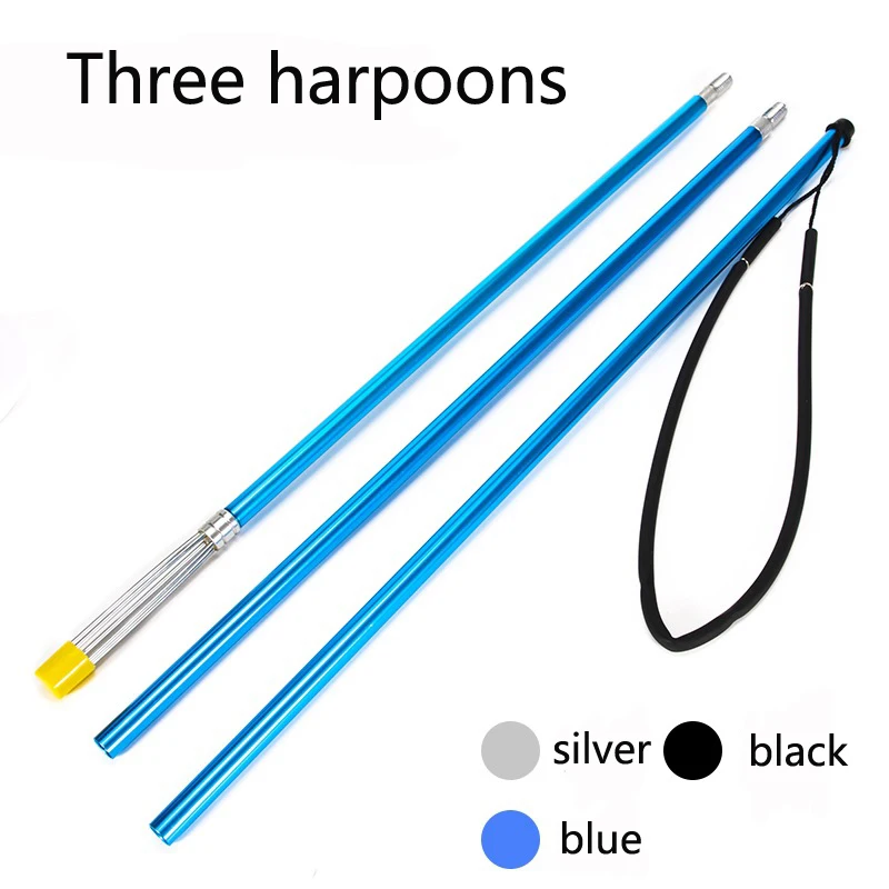 Portable Removable Aluminum Alloy Detachable 3-piece Fish Harpoon Stainless Steel Fork With Barbed Rod Spear Gig Fishing Tool