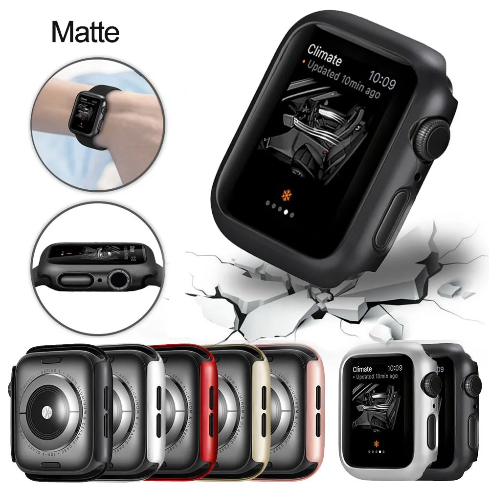 

Matte cover For Apple Watch case 4 44mm 40mm screen protector Frame Protective Shell Perfect Bumper Case for iWatch 4 Cover