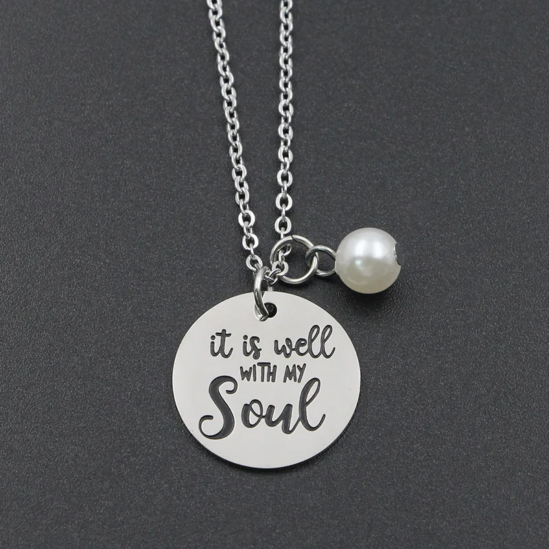 VILLWICE моды Библии Подвеска со стихом It Is Well With My Soul подвеска на шею из нержавеющей