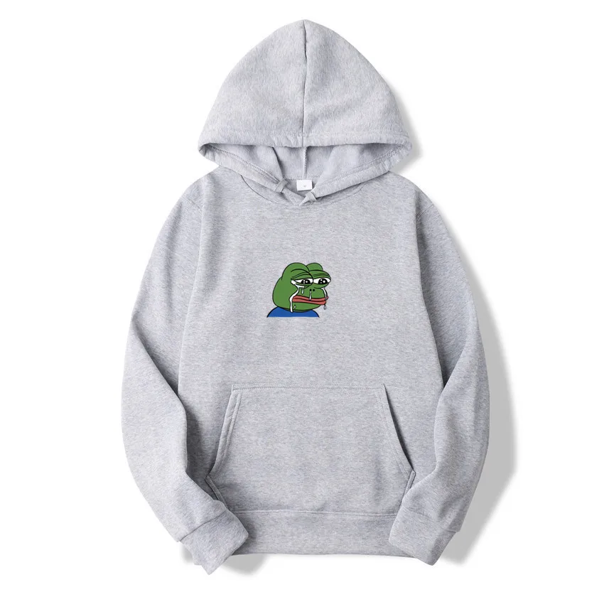 

Harajuku Fashion Hip Hop Hoodies Sweatshirt Male Casual Hoodie Sad Tearing Frog Print Hoodies Men Women Hooded Sweatshirts
