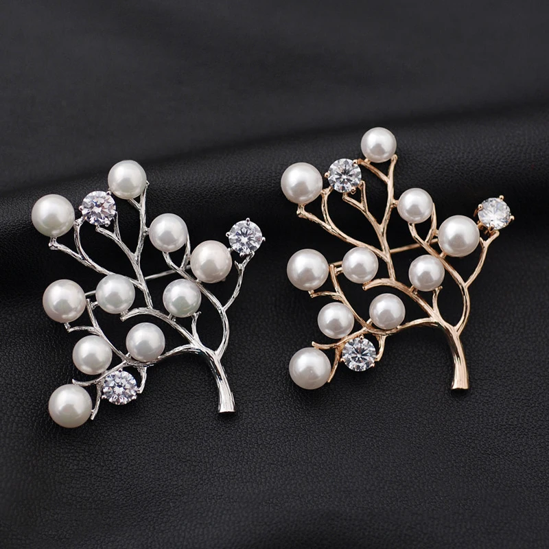 Новая мода филиал Имитация Жемчуга Роскошный горный хрусталь атмосферная брошь
