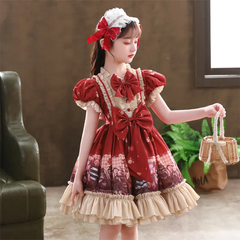 

New Summer Large Children's Clothing Lolita Dress Short-Sleeved Children's Cute Party Christmas Lolita Princess Dress