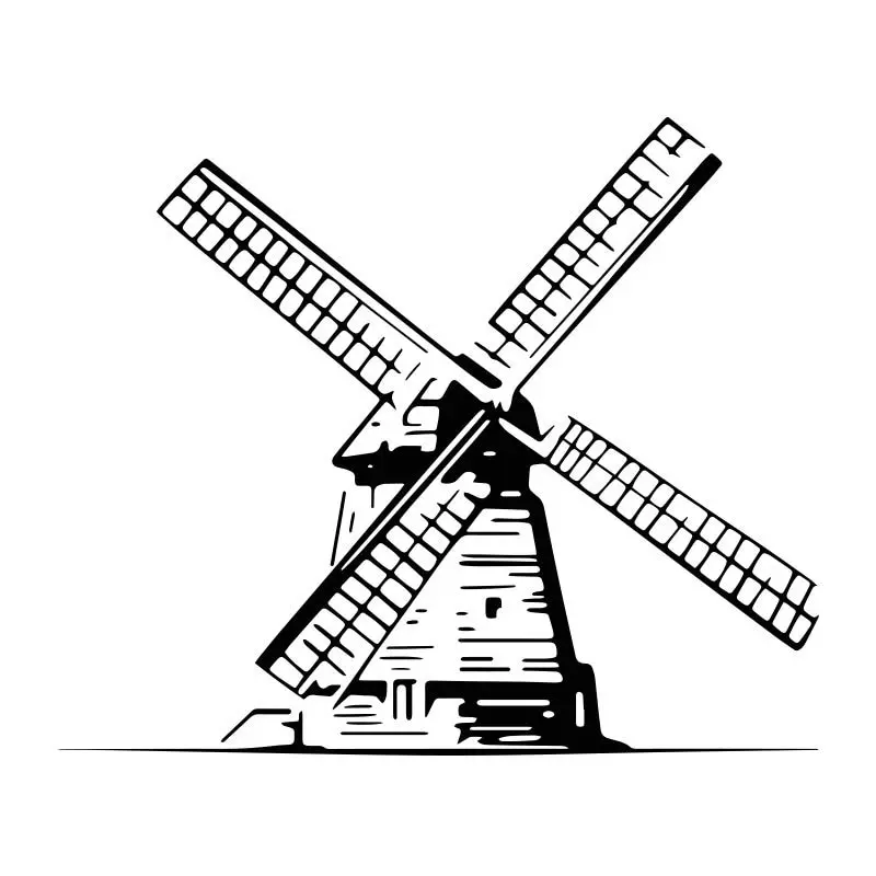

1PC Fashion PVC Wall Stickers Cartoon Windmill Pattern Home Deco Window Decorations Shop Living Room Mural Art Decals Deocration