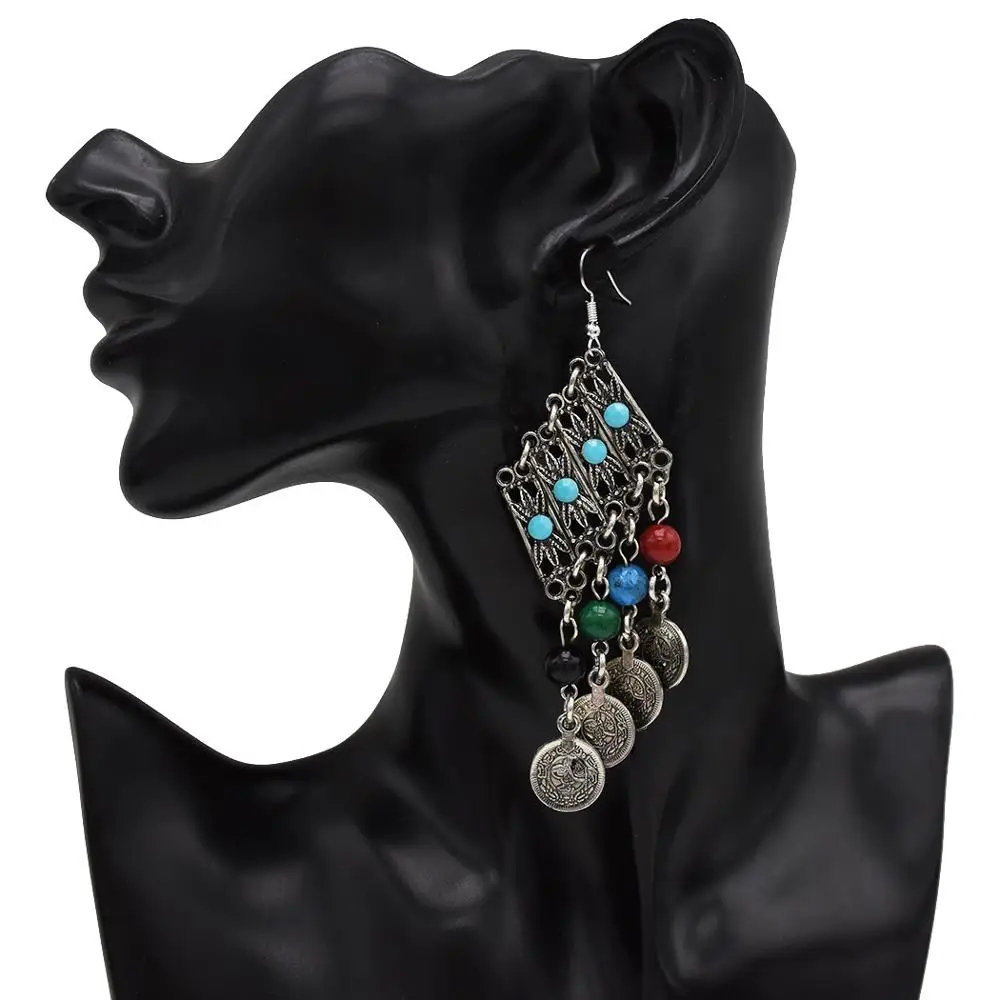 Индийская винтажная Турецкая монета Jhumka серьги из смолы с бисером Эффектные