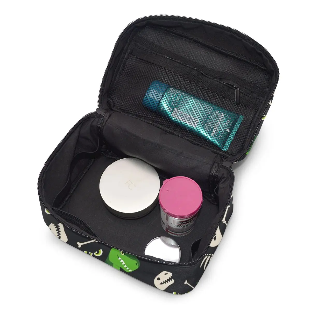 

2020 Multi-function Travel Organizer Bag Cartoon Green Dinasours And Bones Women Cosmetic Bag Beauty Makeup Toiletry Wash Bags