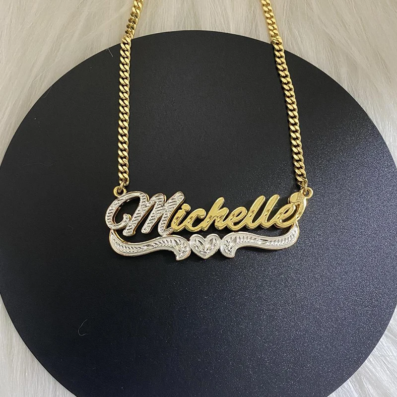 Custom letter Necklace pendant chain Name Crystal Personalized  	name brand Letter Pendant Carved pattern Jewelry For Women Gift