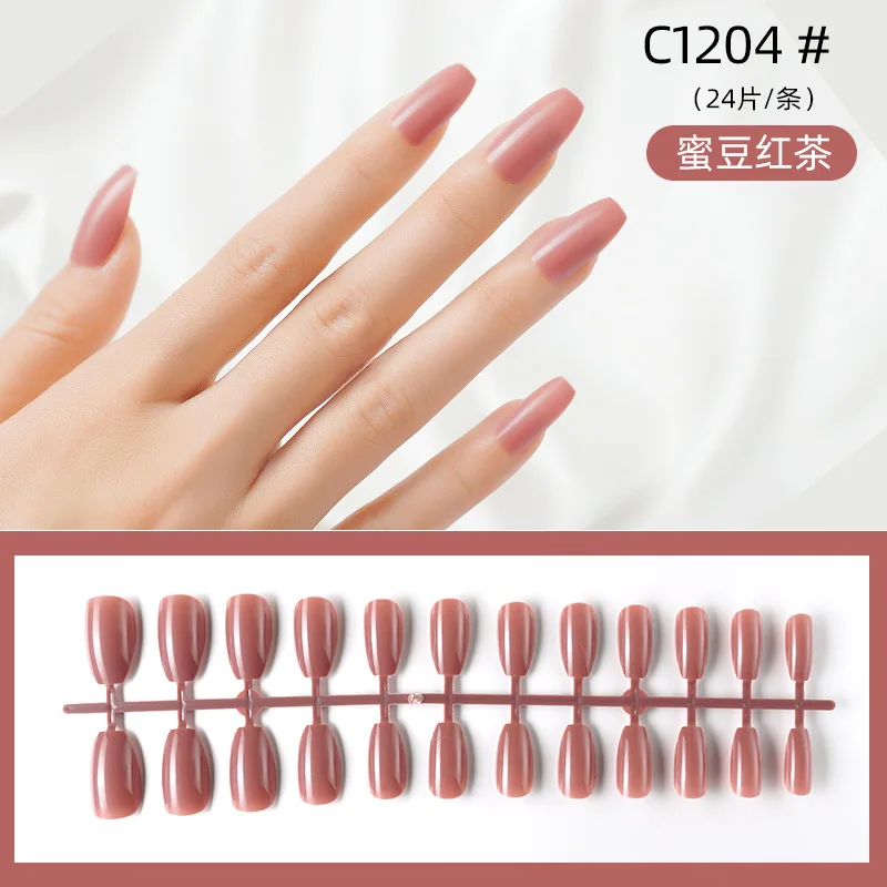 

24Pcs Professional Full Cover Ballerina Fake Nails Tips Ballet Short Coffin Nails Style Multi-Colors Press On Artificial Nails