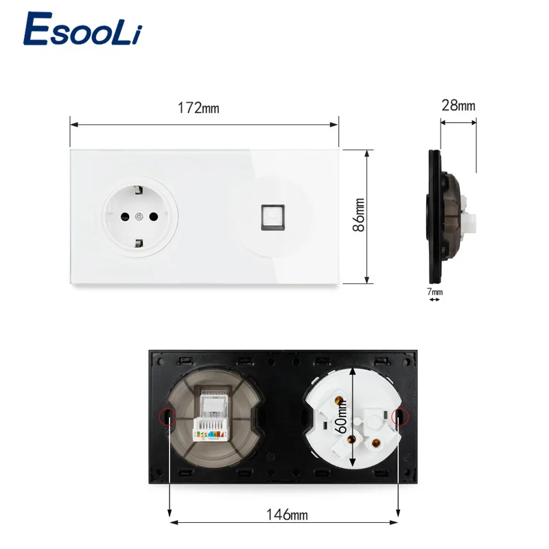 Панель Стеновая прозрачная из закаленного стекла Esooli панельная черная