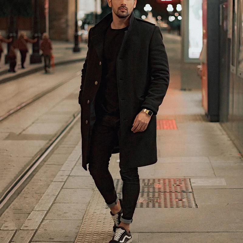 

2020 New Men's Mid-Length Casual Coat Korean Version Loose Windshield Jacket