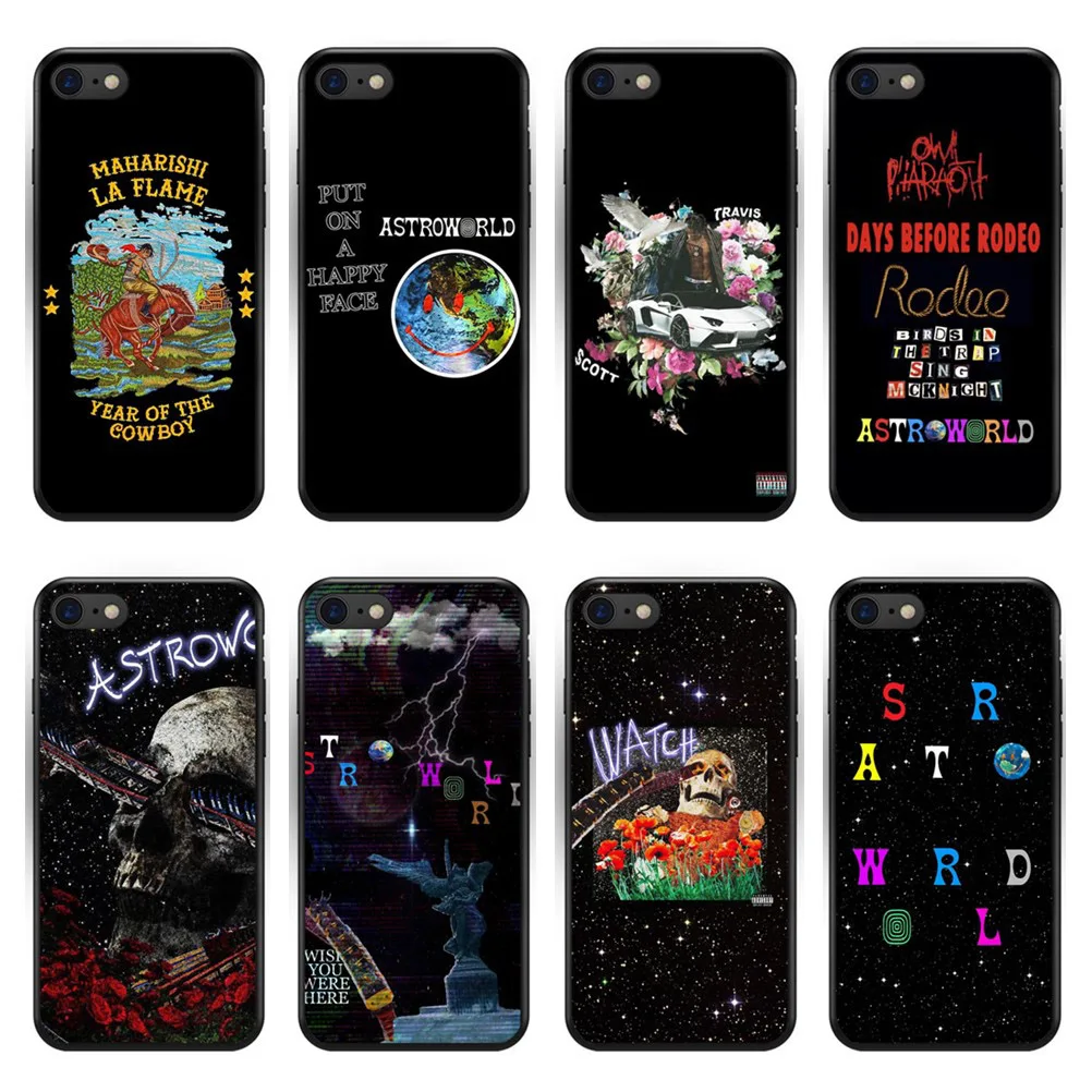 Чехлы для телефонов Travis Scott Astroworld Sicko Mode Apple iPhone X 6 6S 7 8 Plus мягкий силиконовый черный