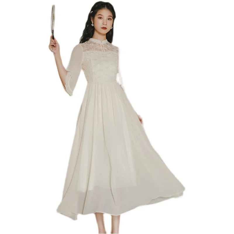

COIGARSAM Embroidery Women dress New Spring Summer Dresses 1903