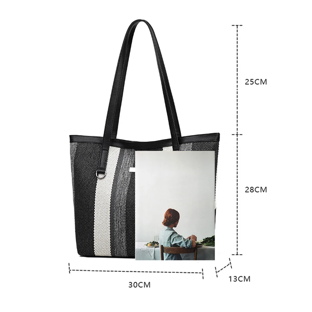 

Fashion Splicing PU Canvas Top-handle Bag Autumn Portable Women Shoulder Satchel Portable Street Daily Handbag Street Clutch