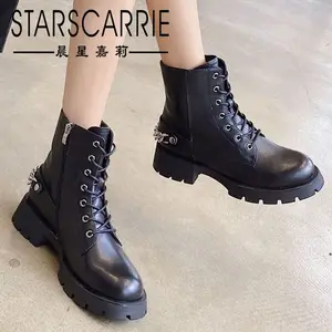 Image for Side zipper leather boots autumn 2021 new boots wo 