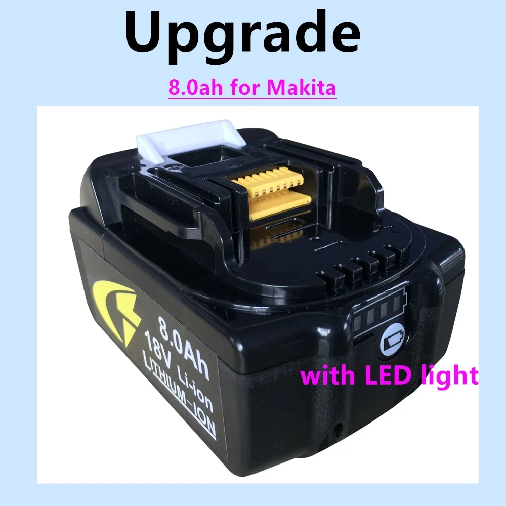 

18V Bl1860 Rechargeable 18V 8000mah Li Ion Battery for Makita Bl1840 Bl1850 Bl1830 LXT 400 + Charger Batteries