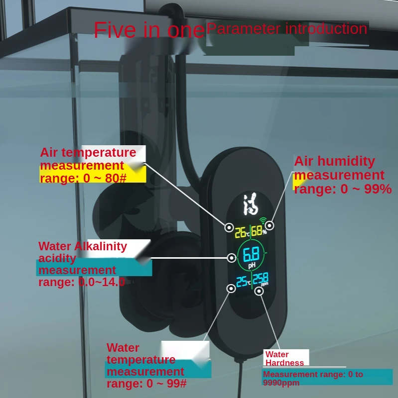 Анализатор качества воды в аквариуме с Wi-Fi PH TDS уровень твердости температура EC