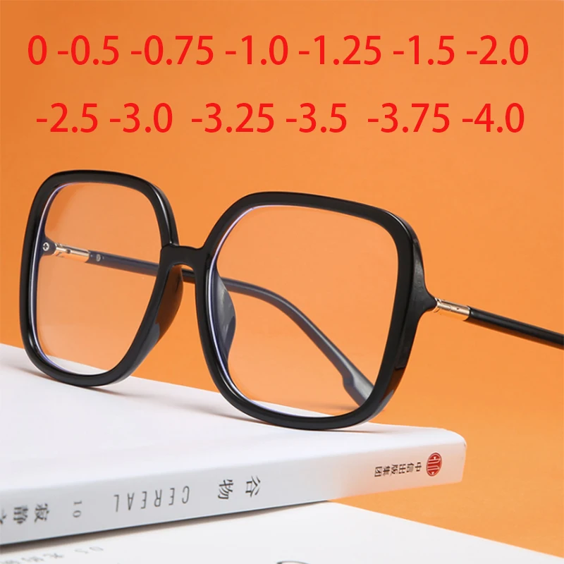 Oversized Square Glasses Frame Men Women Eyewear Big Glasses Optical Myopia Spectacle with Diopters Minus -1.0 -1.5 -2.5 To -5.0