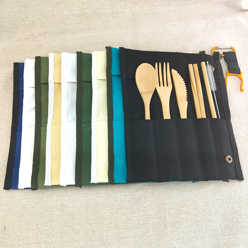 Bamboo Cutlery Set Eco Friendly Reusable Wooden Tableware Dinnerware Outdoor Portable Spoon Fork Knife Flatware 6pcs | Дом и сад