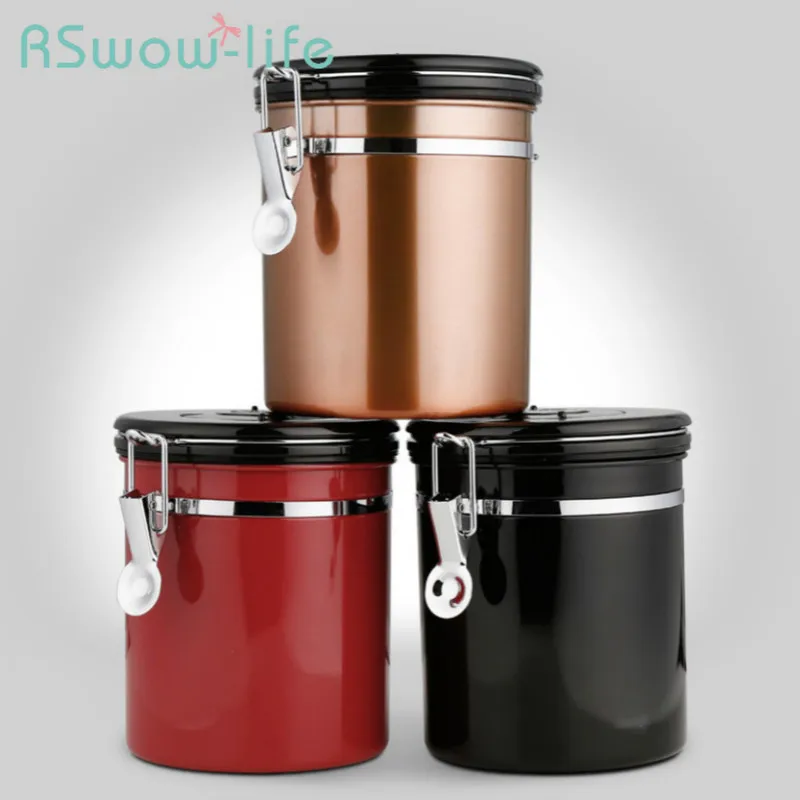 

Герметичная банка для кофейных зерен с выпускным клапаном, герметичная чайная банка из нержавеющей стали, банка для кофейных зерен, набор д...