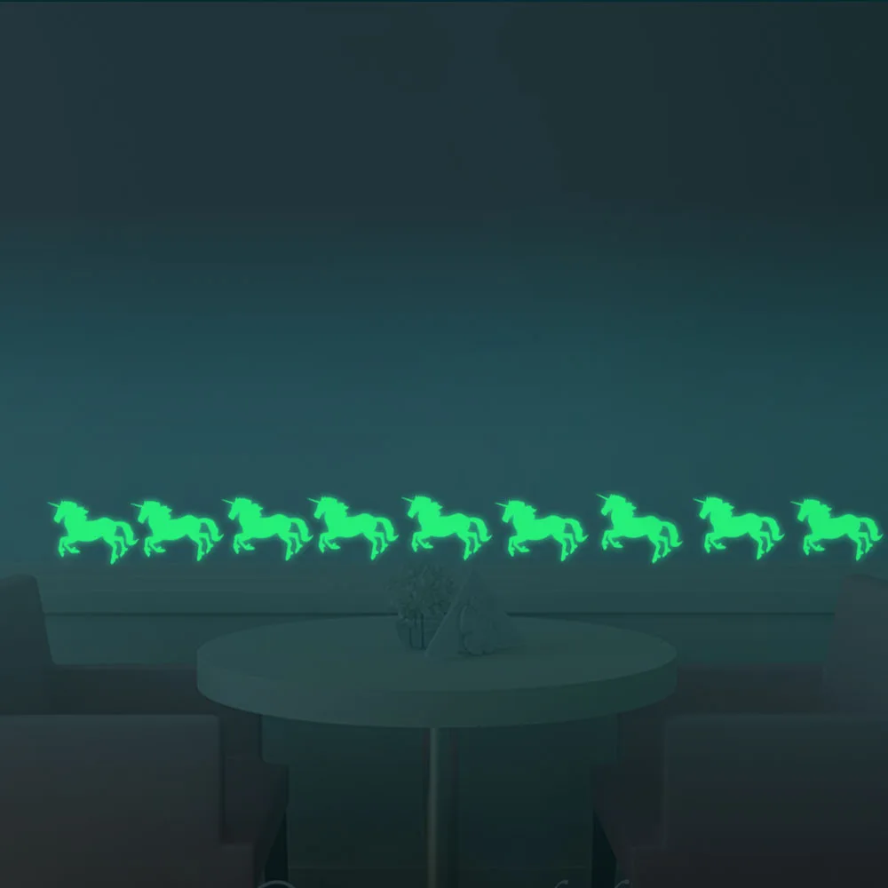 Funlife 10 шт. светящиеся наклейка Единорог флуоресцентные наклейки на стену съемные