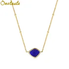 925 с серебряным золотым напылением и Lapis Lazuli белый рябчик глаз ожерелье с подвеской для женщин, цепочка, круглые бусины ключица цепочка Ожерелье