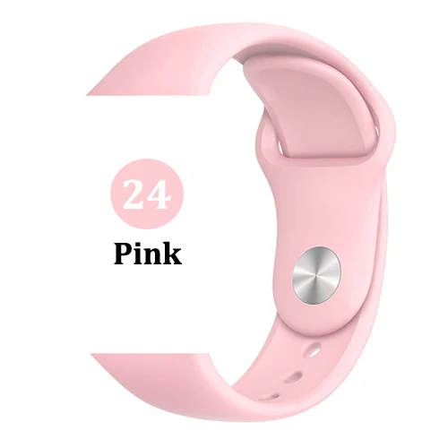 24-Pink Ремешок для apple watch band 4 3 correa iwatch band 42 мм/38 мм 44 мм/40 мм 2 спортивный силиконовый браслет pulseira apple watch аксессуары - Цвет ремешка: 24-Pink