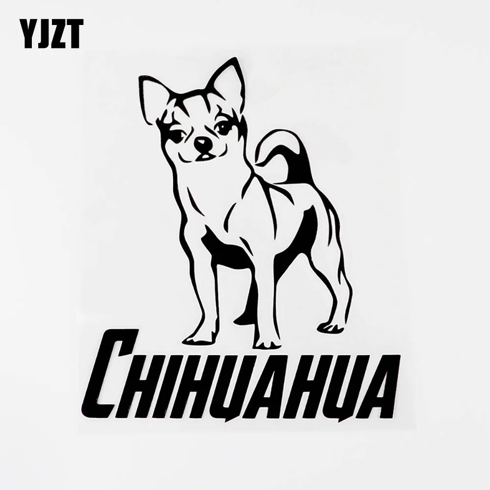 

YJZT 13.5CM×15.4CM Interesting Animal Chihuahua Vinyl Car Sticker Decal Black/Silver 8C-0338