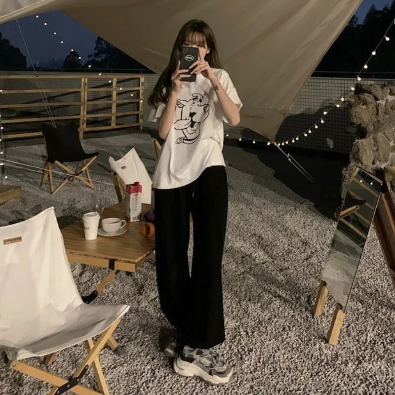 Белая забавная футболка с мультяшным принтом для женщин Новинка лета 2021