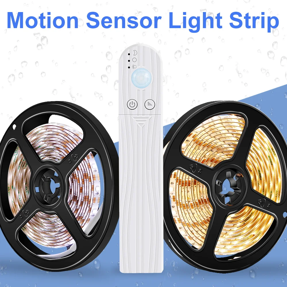 

Motion Sensor Led Light Strip Battery Power Flexible Tiras Led 5V Auto Sensing Lamp Tape Ribbon 2835 SMD Cabinet Closet Lighting