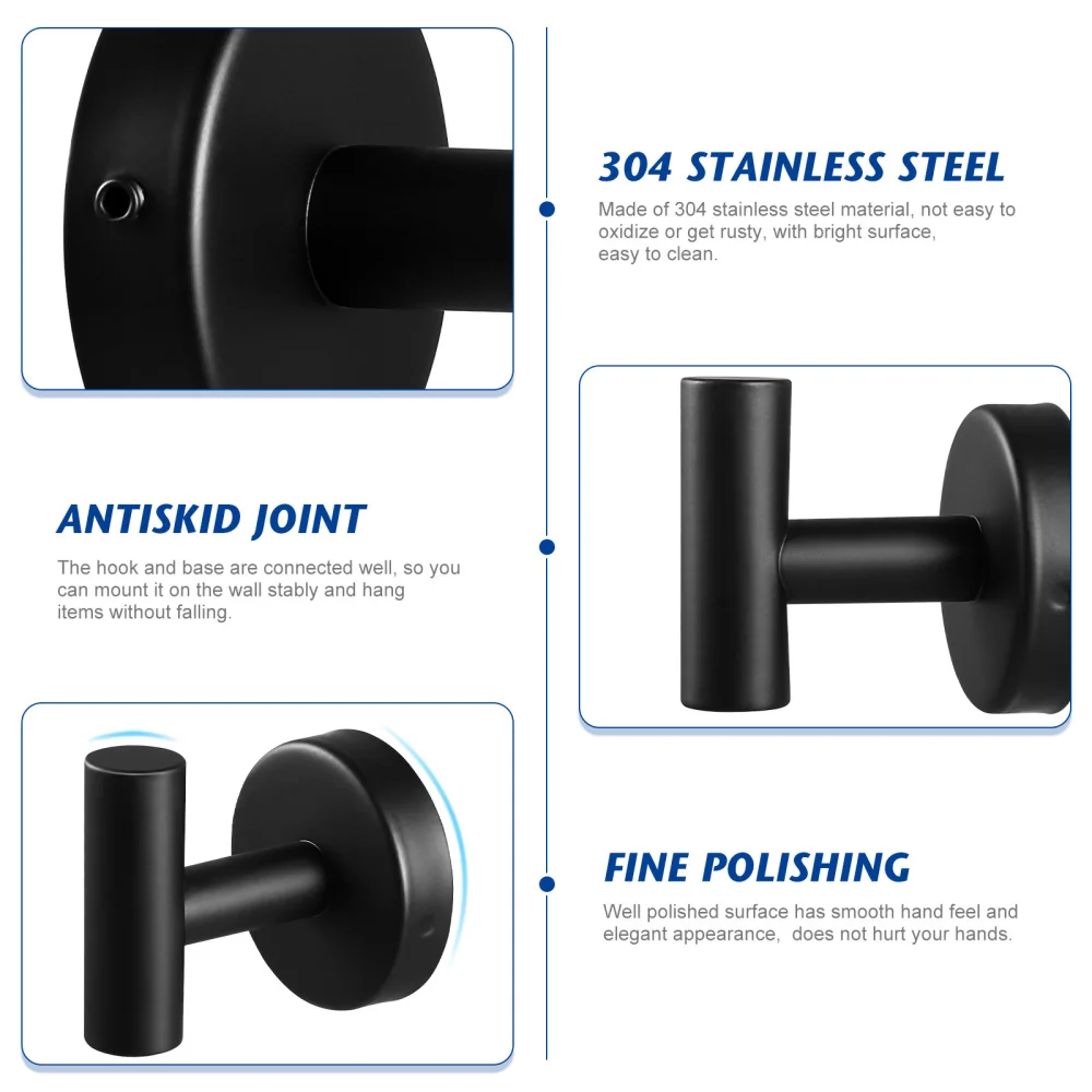 

DOITOOL 2pcs Wall Mounted Coat Hook Easy to Install Bathroom Hanger Simple Round Wall Storage Hook