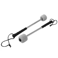 2pcs bass drum mallet felt head percussion mallets timpani sticks with stainless steel handlewhite