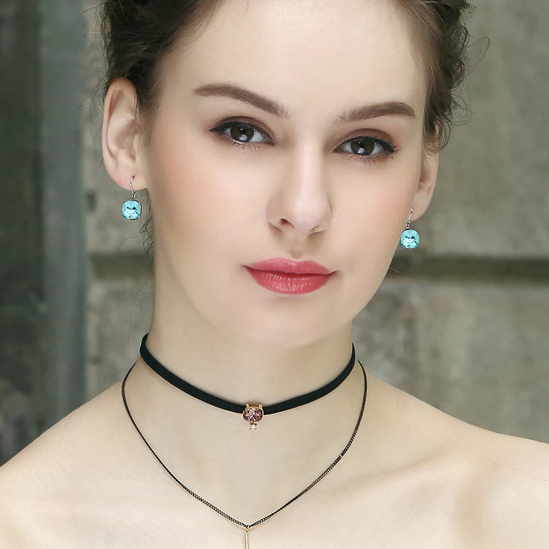 Серьги с кристаллами Swarovski для женщин, классические простые квадратные серьги-капли с кристаллами, хорошее ювелирное изделие, подарок для девочек, Brincos