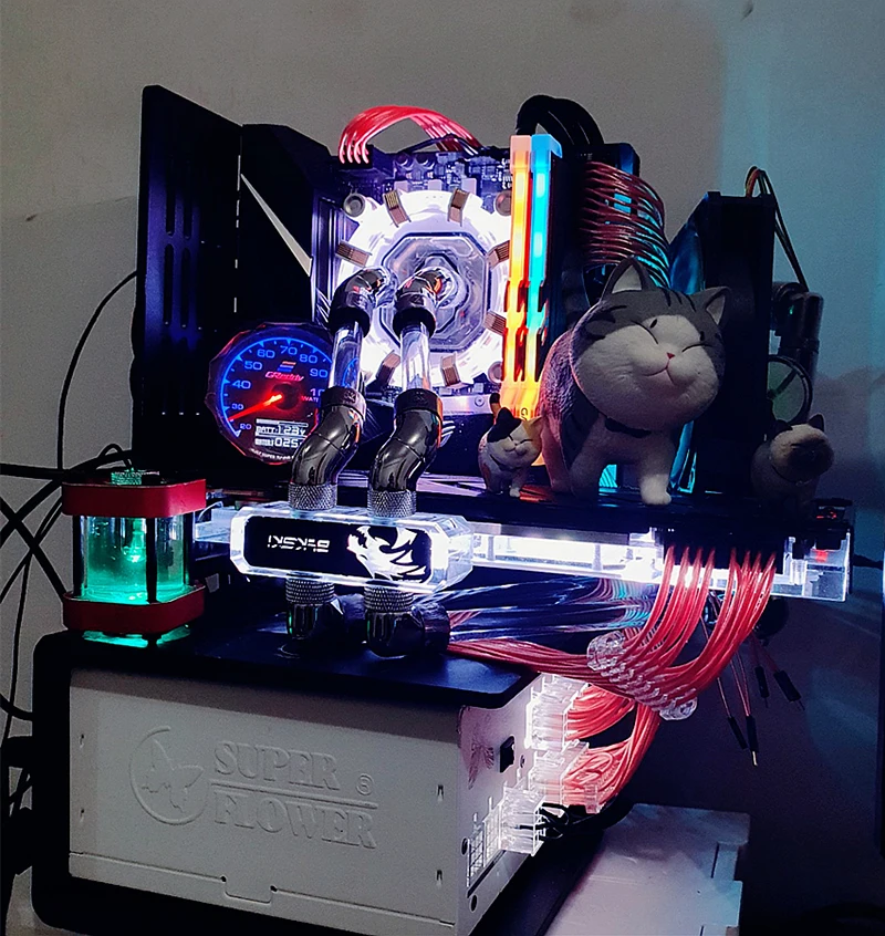 Мини ITX PC чехол на открытом воздухе тестовая скамья Вертикальная рама из алюминиевого сплава поддержка SFX ATX блок питания водяное охлаждение шасси