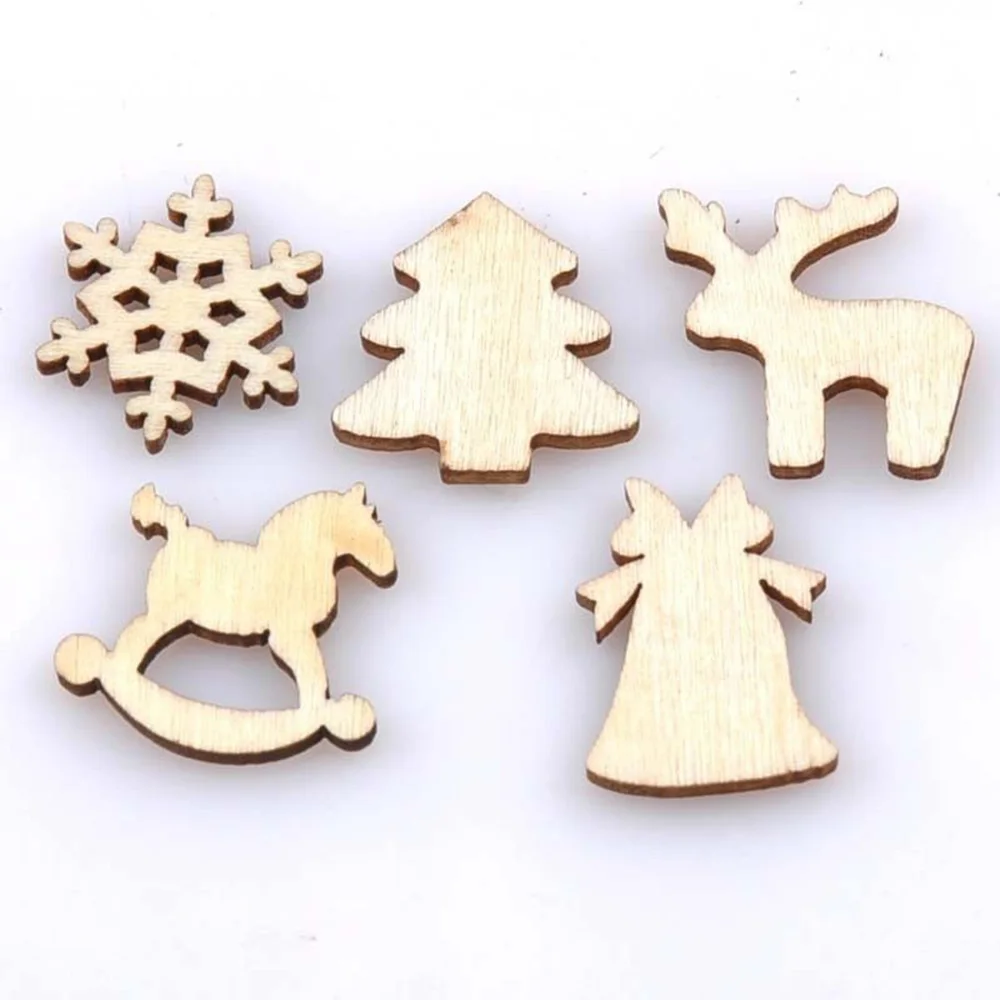50 шт./компл. Рождественский Декор из натурального дерева множество стилей
