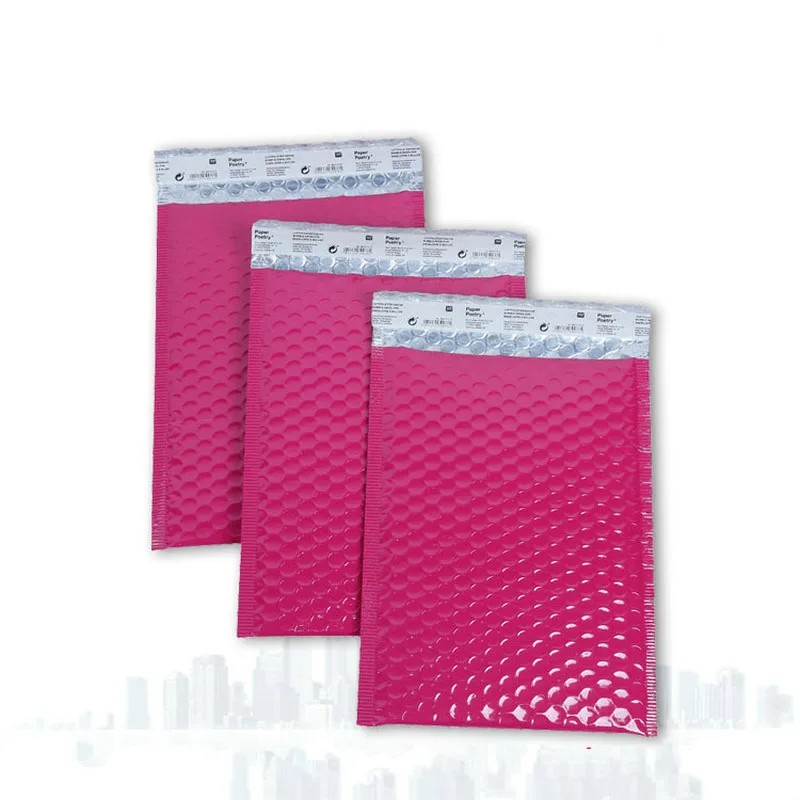 50 шт./лот розово-красные полиэтиленовые конверты с мягким вкладышем для почтовых