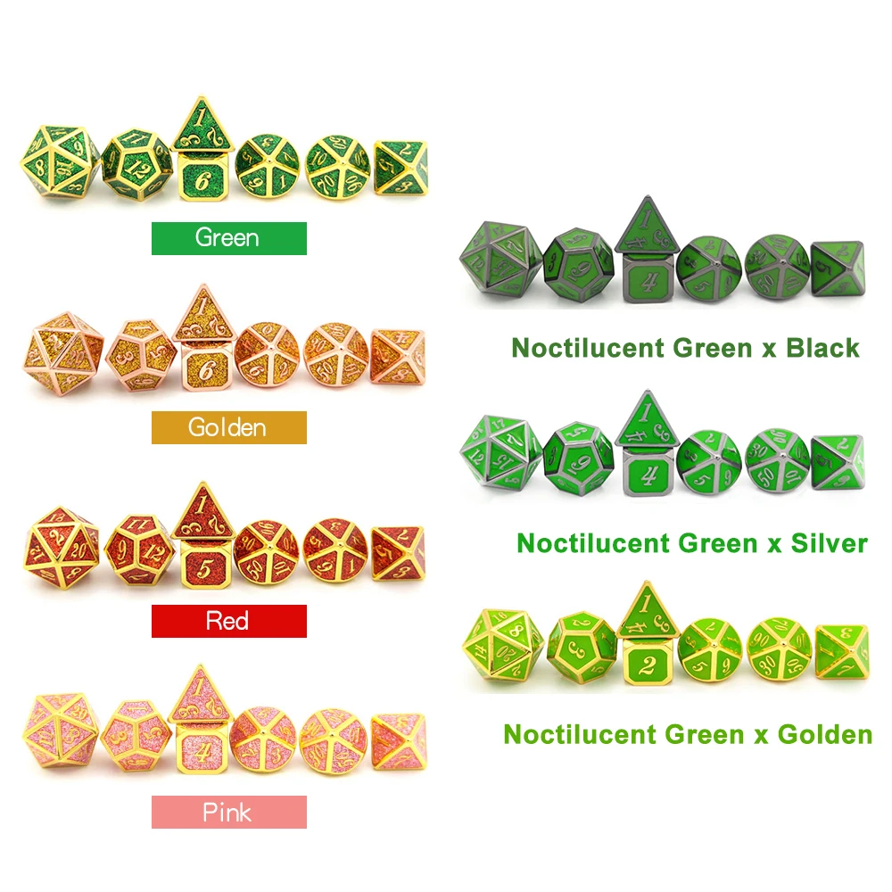 

7PCS Multi Dimensional Dice Zinc Alloy Dice Entertainment Gambling Playing Dice Set Family Table Games Accessories