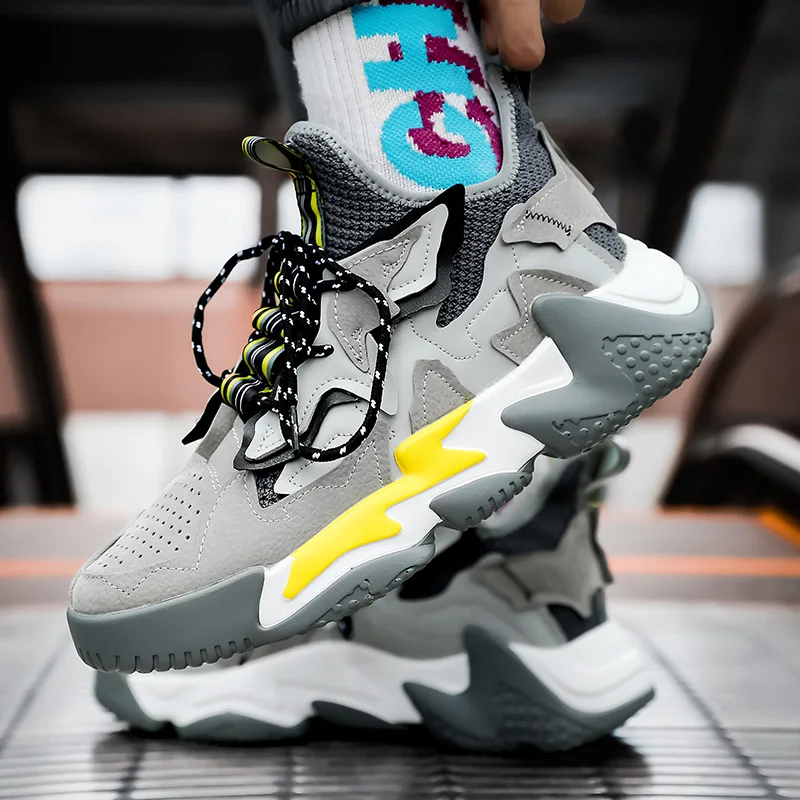 

Men's Fashion Sneakers Lightweight Comfortable Breathable Walking Sneakers Rubber Platform Height Increasing Leisure Shoes