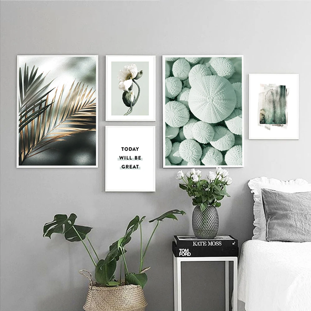 

Mint Green Plant Flower Art Canvas Painting Posters And Prints Nordic Simple Style For Living Room Decor No Frame Wall Pictures