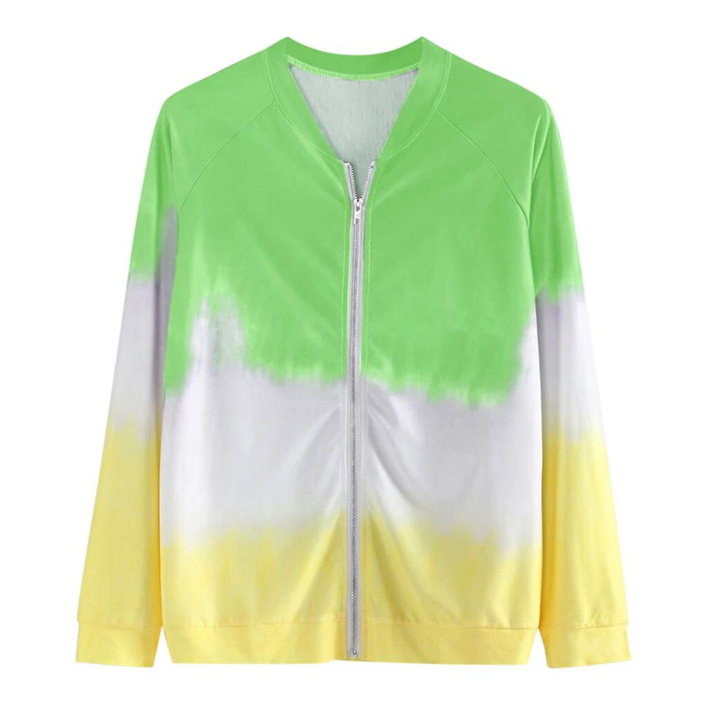 

Hirigin Autumn Basic Casual Women Printed Zipper Up Baseball Collar Thin Loose Jacket Retro Coats Outerwear