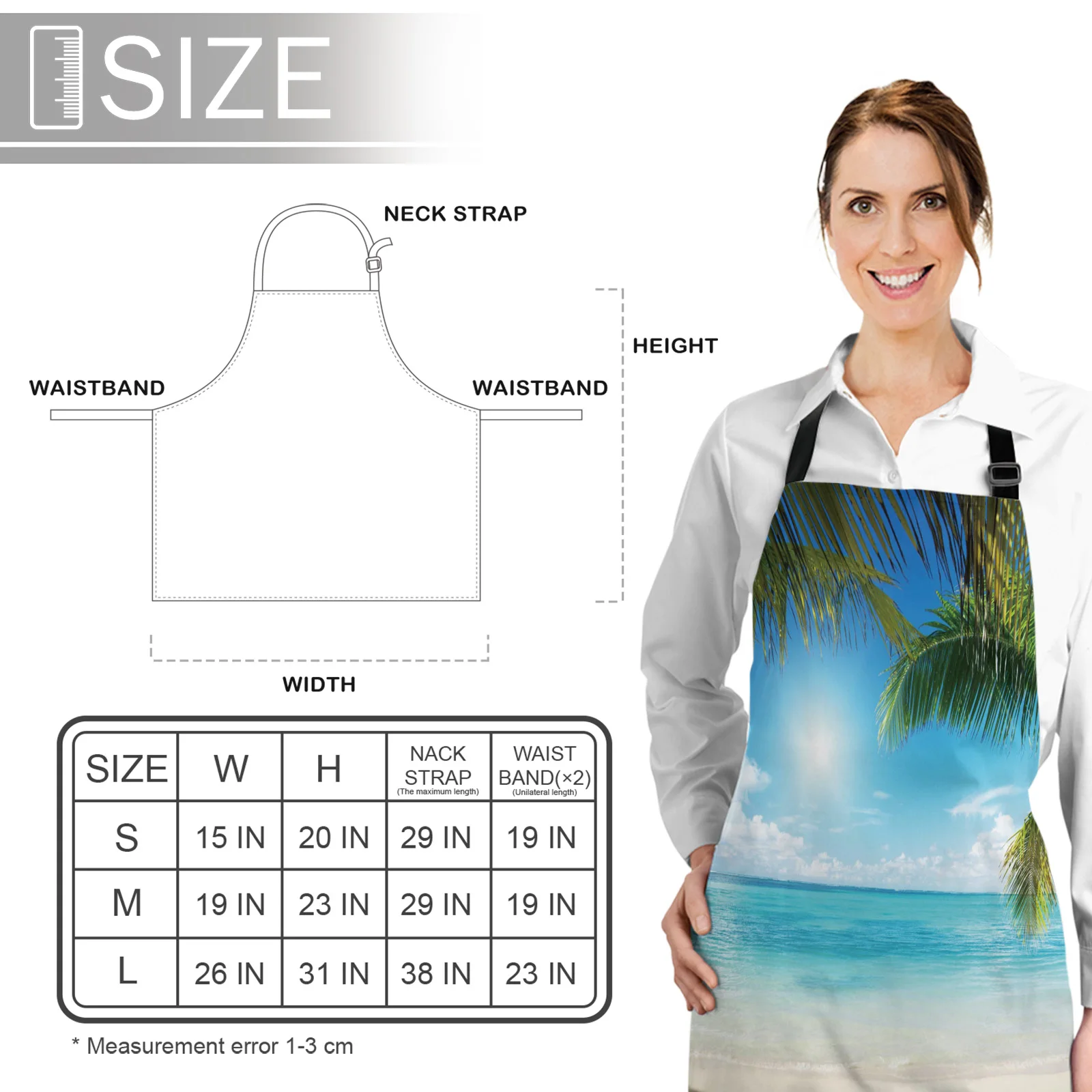 

Beach Sky Clouds Coconut Trees Sea Landscape Apron Woman Adult Bibs Home Cooking Baking Coffee Shop Aprons Kitchen Accessory